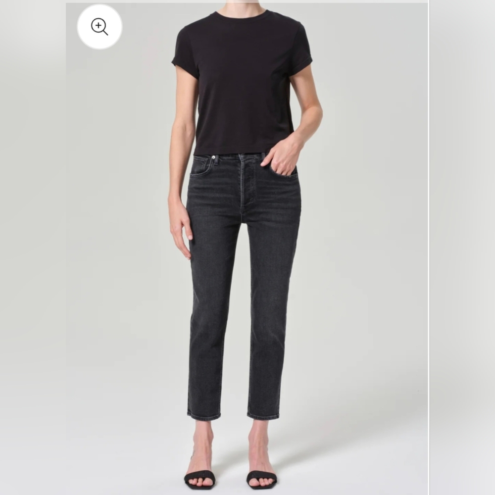 AGOLDE Riley High Rise Straight Leg Crop Jeans in Panoramic Streetwear Chic. 27